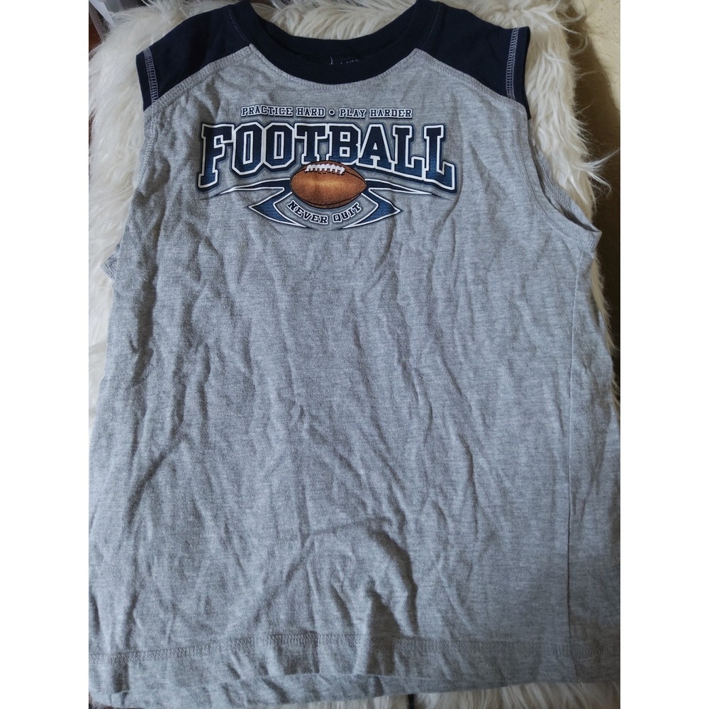 ProSpirit Womens Football Graphic Muscle Tank Top Grey Navy Size Medium 8/10